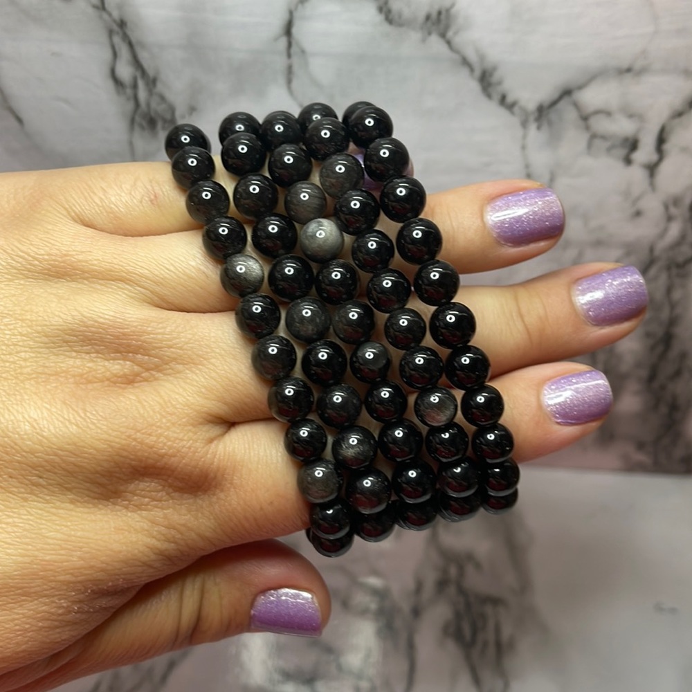 Silver Sheen Obsidian Crystal Bracelets
